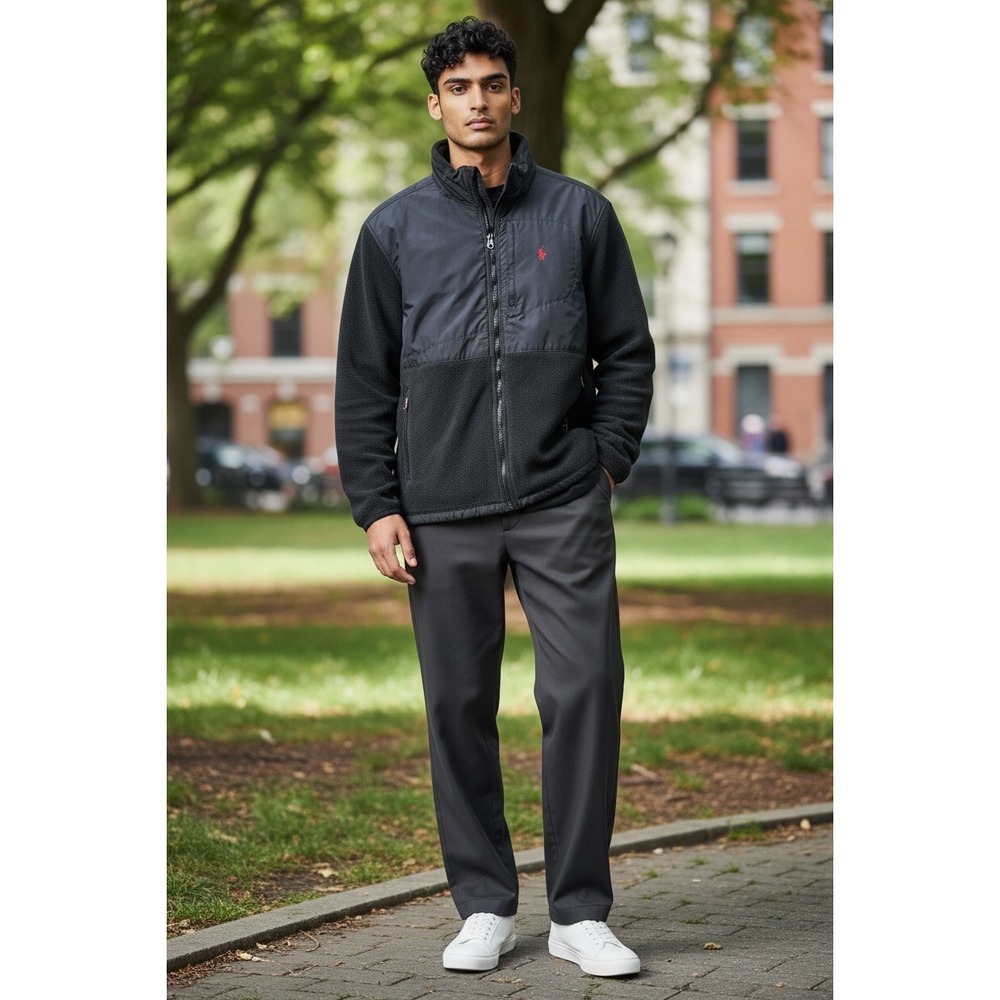 Vtg Polo Ralph Lauren Men's Black Fleece Denali Jacket Pony Logo Full Zip Sz M - Picture 2 of 13